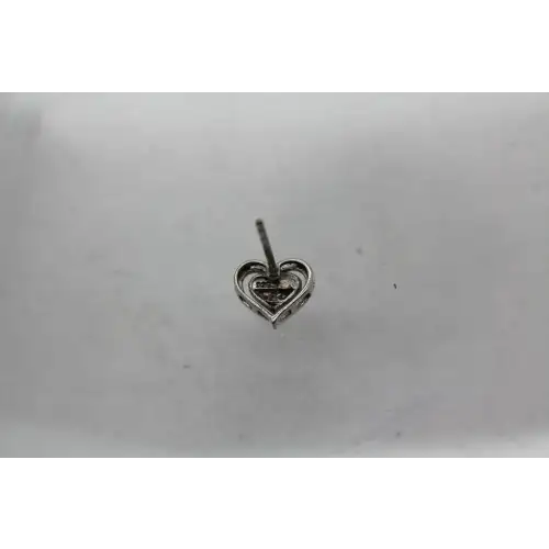 Signed A .925 S.S. STUDDED  w/ DIAMOND ACCENT HEART STUD earrings