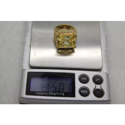 Signed ADI gold over .925 S.S. YELLOW & WHITE CZ HALO COCKTAIL size 5.75