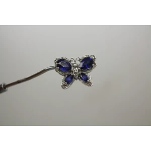 Signed ADL 10k W.G. BLUE SAPPHIRE & DIAMOND acc. BUTTERFLY pendant