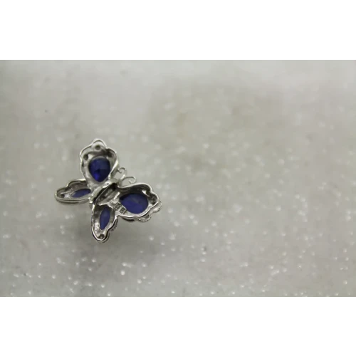 Signed ADL 10k W.G. BLUE SAPPHIRE & DIAMOND acc. BUTTERFLY pendant