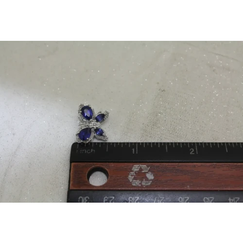 Signed ADL 10k W.G. BLUE SAPPHIRE & DIAMOND acc. BUTTERFLY pendant