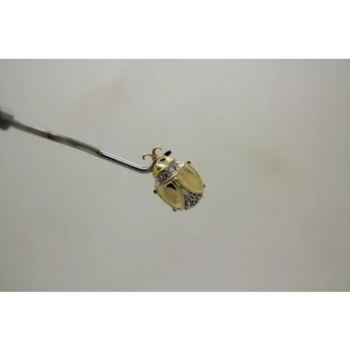 Signed ADL 10k Y.G. DIAMOND LADYBUG pendant