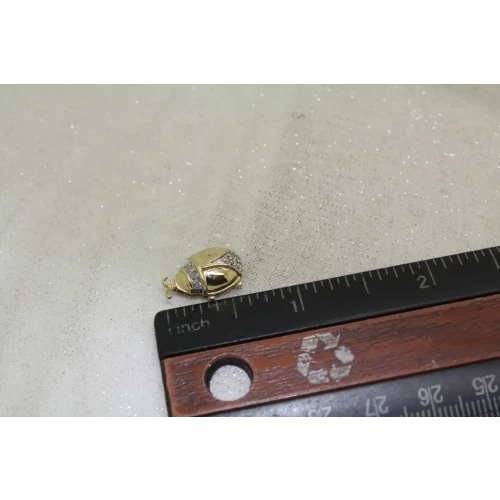 Signed ADL 10k Y.G. DIAMOND LADYBUG pendant
