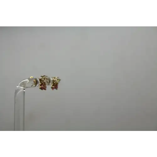 Signed AFJC 14k Y.G. PINK & WHITE CZ BUTTERFLY STUD earrings