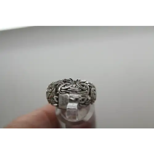 Signed AK .925 S.S. 7mm BYZANTINE BAND size 8.5 #