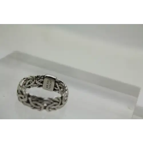 Signed AK .925 S.S. 7mm BYZANTINE BAND size 8.5 #