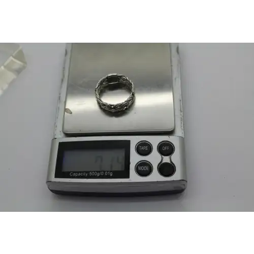 Signed AK .925 S.S. 7mm BYZANTINE BAND size 8.5 #