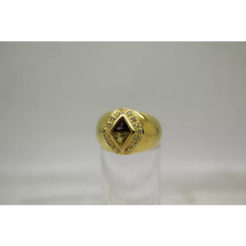 signed ALK vermeil .925 S.S. AMETHYST CITRINE DOME ring sz 6.25