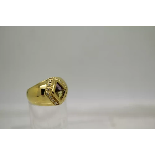 signed ALK vermeil .925 S.S. AMETHYST CITRINE DOME ring sz 6.25