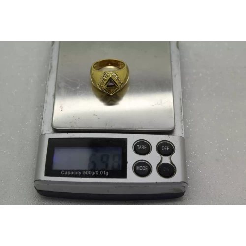 signed ALK vermeil .925 S.S. AMETHYST CITRINE DOME ring sz 6.25
