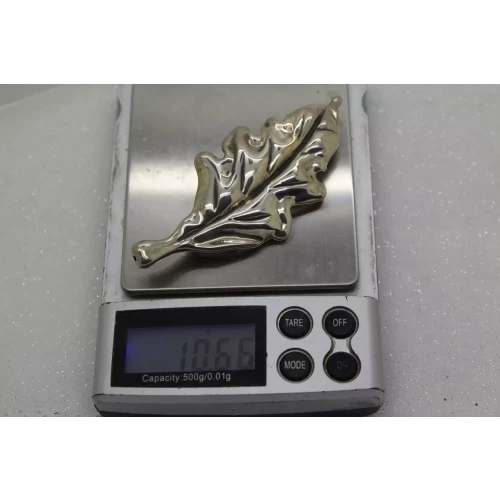 Signed ATI vintage hollow .925 Sterling Silver LEAF DESIGN pendant pin 10g
