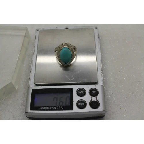 Signed BJ .925 S.S. TURQUOISE SPLIT SHANK ring size 9.75