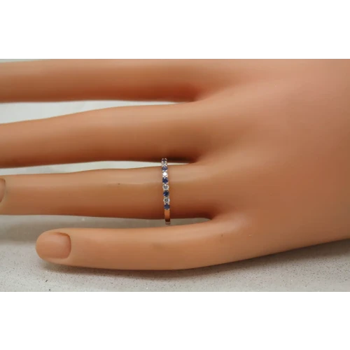 Signed BW 14k R.G. BLUE TOPAZ & DIAMOND BAND ring size 7