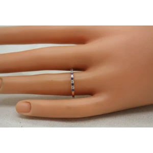 Signed BW 14k R.G. BLUE TOPAZ & DIAMOND BAND ring size 7