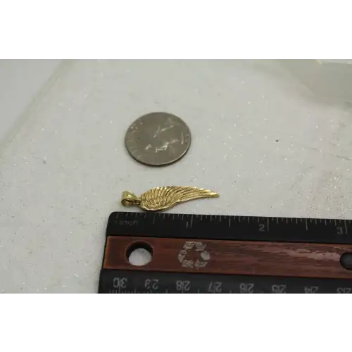 Signed CA 10k  Yellow Gold ANGEL WING pendant