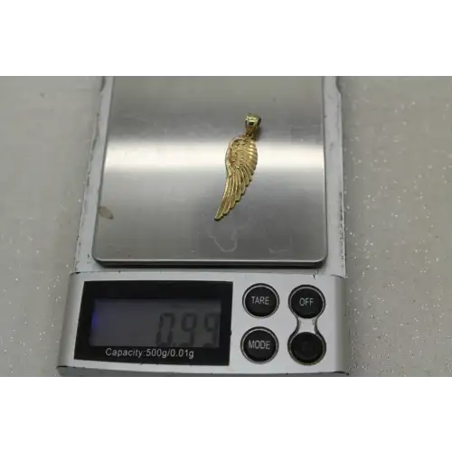 Signed CA 10k  Yellow Gold ANGEL WING pendant