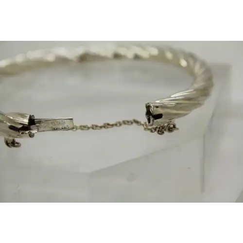 Signed CI .925 S.S. TWIST DESIGN HINGED BANGLE