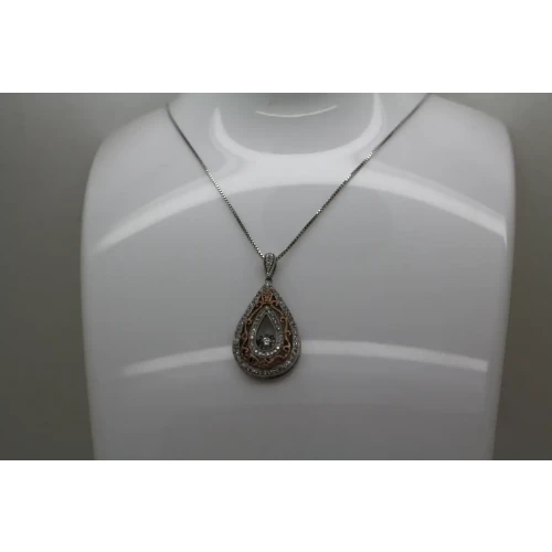 Signed CJ .925 S.S. 10k R.G. MOTION DIAMOND TEARDROP necklace (2)