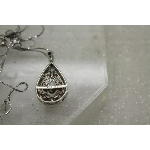 Signed CJ .925 S.S. 10k R.G. MOTION DIAMOND TEARDROP necklace (3)