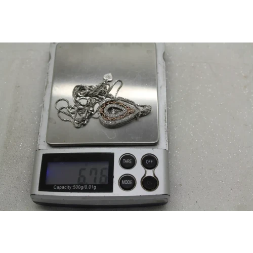 Signed CJ .925 S.S. 10k R.G. MOTION DIAMOND TEARDROP necklace (4)