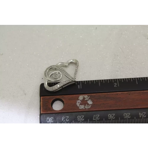 Signed CJ .925 S.S. DIAMOND HEART TO HEART DOUBLE HEART Pendant