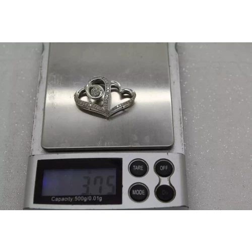 Signed CJ .925 S.S. DIAMOND HEART TO HEART DOUBLE HEART Pendant
