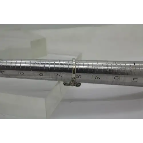 Signed CNA .925 S.S. BLUE TOPAZ VINTAGE STYLE FILIGREE ring size 7.75 #