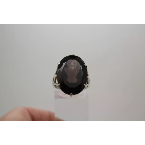 Signed CNA .925 Sterling Silver Oval Cut SMOKY TOPAZ ring size 8