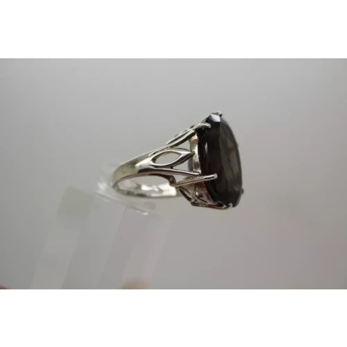 Signed CNA .925 Sterling Silver Oval Cut SMOKY TOPAZ ring size 8