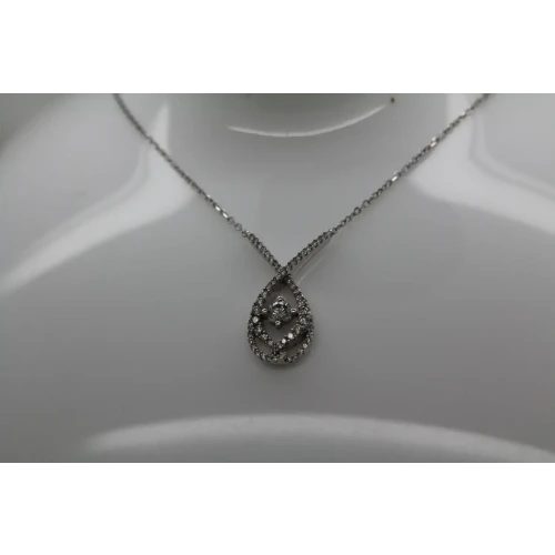 Signed CS ITALY 10k W.G. .50ctw DIAMOND FANCY PENDANT necklace 18