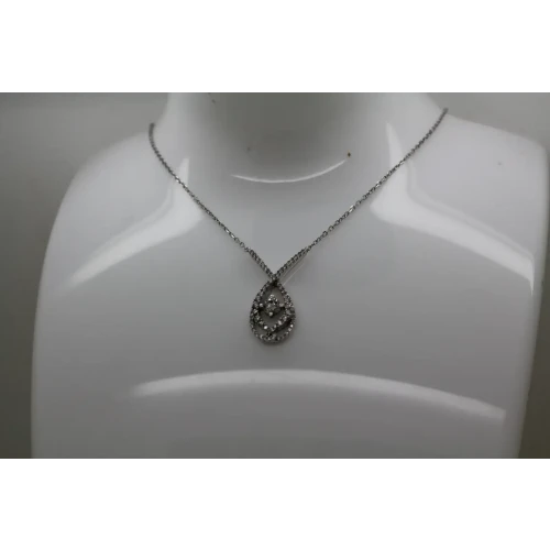 Signed CS ITALY 10k W.G. .50ctw DIAMOND FANCY PENDANT necklace 18