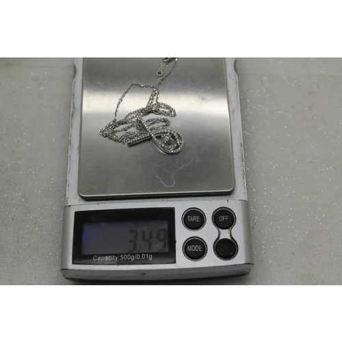 Signed CS ITALY 10k W.G. .50ctw DIAMOND FANCY PENDANT necklace 18