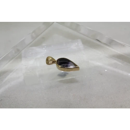 Signed CWS 14k Y.G. NATURAL CUT AMETHYST TEARDROP pendant