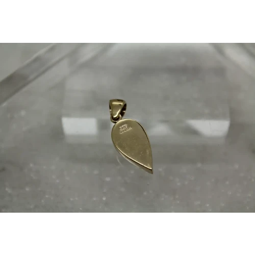 Signed CWS 14k Y.G. NATURAL CUT AMETHYST TEARDROP pendant