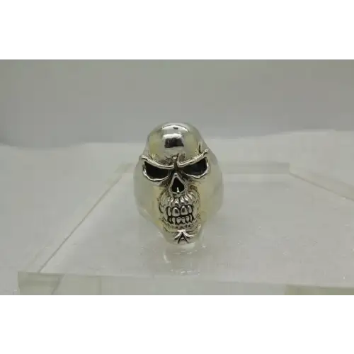 Signed DALLAS .925 S.S. SOLID HEAVY BIKER SKULL RING size 15 57g. #