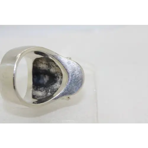 Signed DALLAS .925 S.S. SOLID HEAVY BIKER SKULL RING size 15 57g. # (3)