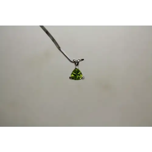 Signed DC 14k W.G. TRILLION CUT PERIDOT SOLITAIRE pendant