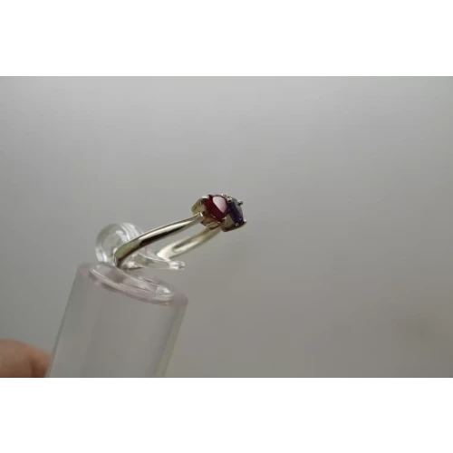 Signed DC .925 S.S. RUBY & PURPLE CZ DOUBLE HEART ring size 8