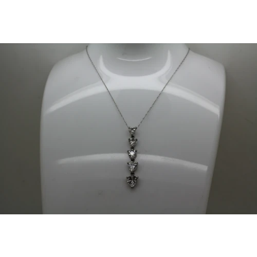 Signed DL .925 S.S. 5 GRADUATED CZ HEARTS pend. necklace 20