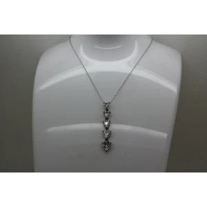 Signed DL .925 S.S. 5 GRADUATED CZ HEARTS pend. necklace 20