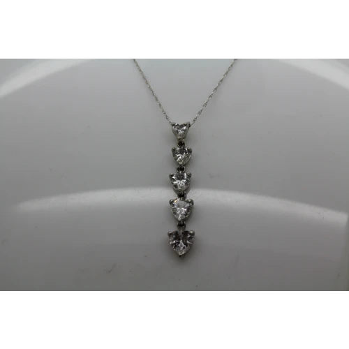 Signed DL .925 S.S. 5 GRADUATED CZ HEARTS pend. necklace 20