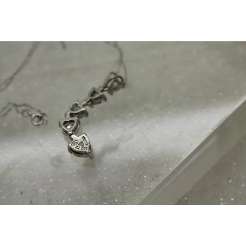 Signed DL .925 S.S. 5 GRADUATED CZ HEARTS pend. necklace 20