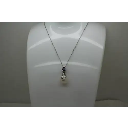 Signed DSL .925 S.S. PEARL & AMETHYST FANCY pendant necklace