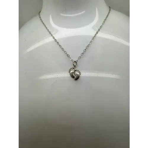 Signed EFY .925 S.S. BABY FEET pendant necklace 16-18
