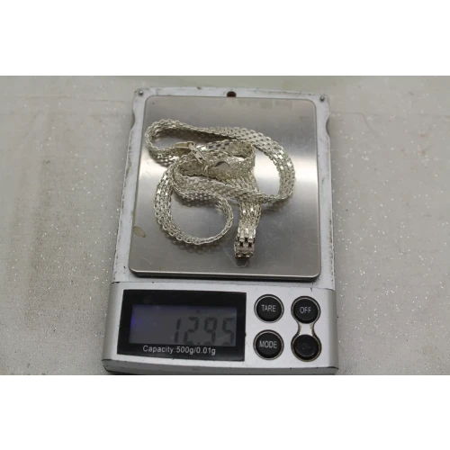 Signed FAS .925 S.S. MESH DESIGN HIGH SHINE necklace 17