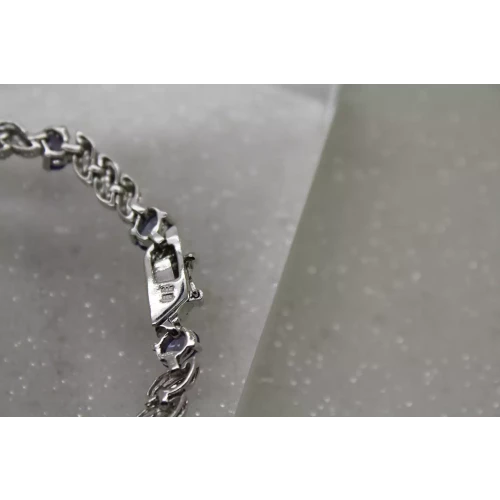 Signed FAS .925 S.S. TANZANITE & DIAMOND accent TENNIS STYLE 7