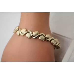 Signed FAS Vermeil .925 Sterling Silver VINING HEARTS bracelet 7