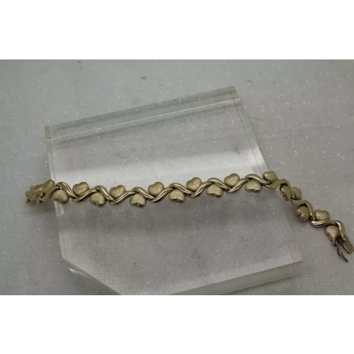 Signed FAS Vermeil .925 Sterling Silver VINING HEARTS bracelet 7