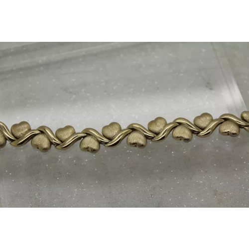 Signed FAS Vermeil .925 Sterling Silver VINING HEARTS bracelet 7