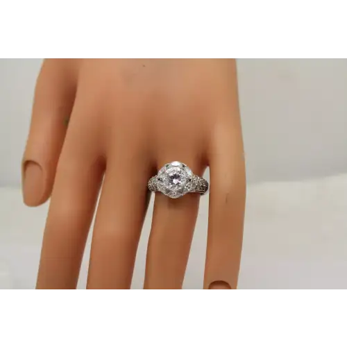 Signed FC .925 S.S. CZ FLOWER CLUSTER ring size 8